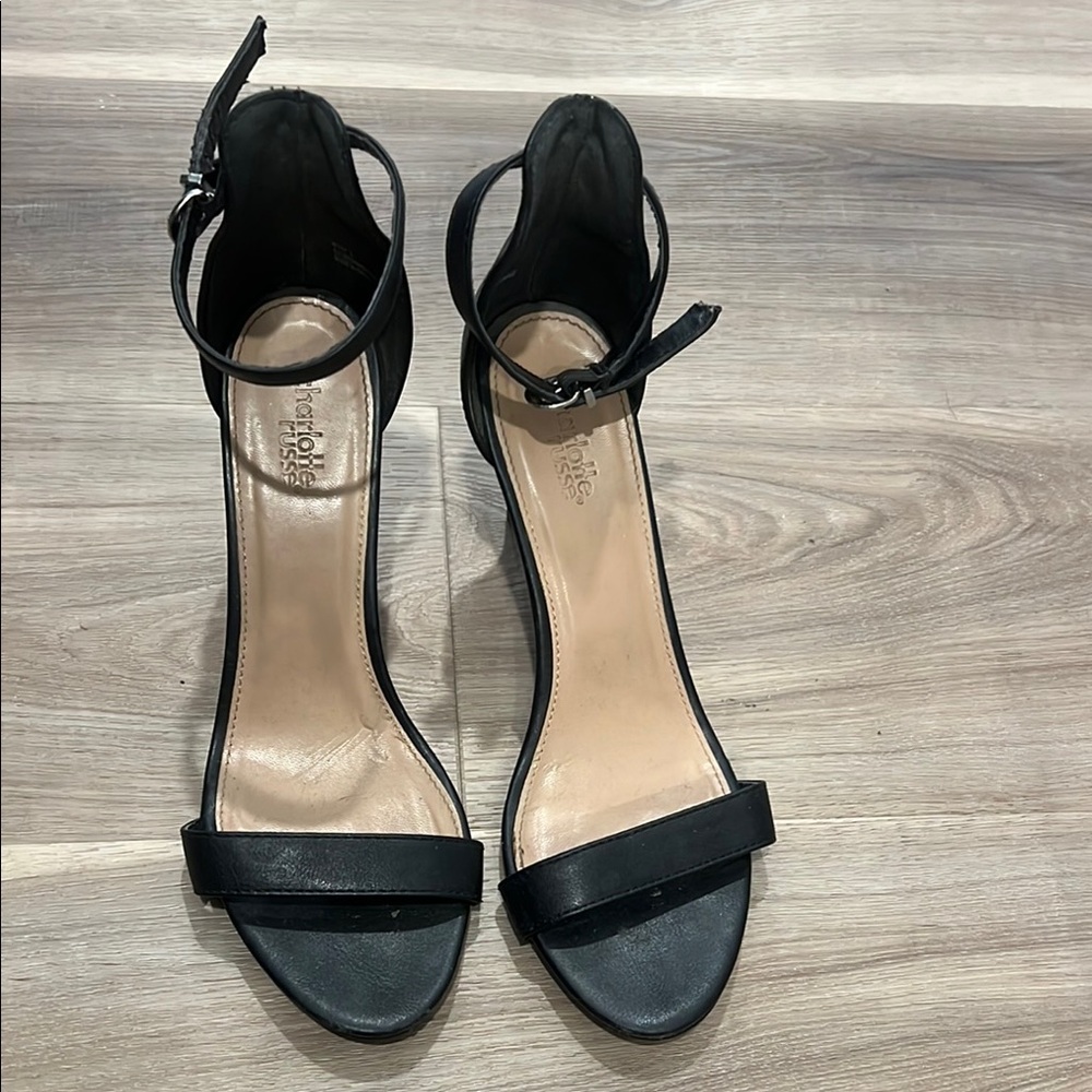 Charlotte Russe Black Women's Open Toe Strap Buckle Heels